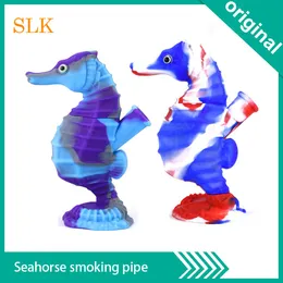 Seahorse shape cool design Silicone Water Pipe glass Bong Unbreakable Silicone bongs Dab Oil Rig Concentrate Smoking Pipe with glass bowl