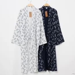 Amante unisex Coppia Pigiama Abito lungo Kimono tradizionale giapponese Yukata Jinbei per donna Uomo Home Sleepwear allentato Camicia da notte