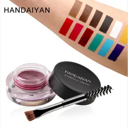 HANDAIYAN 24 Hour Waterproof Multi-function Eyebrow Gel and Eyeliner Gel Party Show Makeup 12 colors With Brush 144pcs/lot DHL free