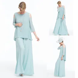 2021 Elegante Kleider für die Brautmutter, Juwel, lange Ärmel, Chiffon-Abendkleider, maßgeschneidert, bodenlang, Hochzeitsgastkleid in Übergröße