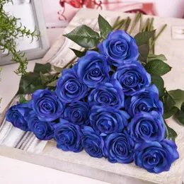 Partihandel-1pcs Silk Rose Flower Fake Artificial Rose Fake Artificial Silk Flower Wedding Party Bridal Bouquet Home Decor