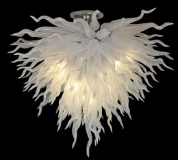 Lampy Ręcznie Dmuchane Szkło Nowoczesne Żyrandole Oświetlenie Oprawy Wedding Tapet Top Centralkiety Home Decoration White Chandelier