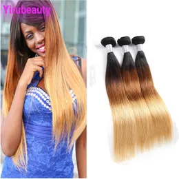 Indian Virgin Raw Human Hair 1B/4/27 Prosty 3 Bundles Ombre Hair Produkty proste splaty zrzucające wysyłkę 3PCS