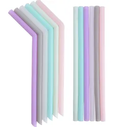 Silicone Drinking Straw Multi-color Reusable Silicone straw Folded Bent Straight Straw Home Bar Accessory silicone tube T2I5242