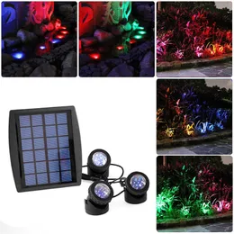 18 LED-lampor Solar Powered 3 Lampor Landskap Spotlight Projektionsljus för Garden Pool Pond Utomhusbelysning Undervattensljus