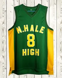 Partihandel Wiz Khalifa #8 N. Hale Basketball Jersey High School Stitched Men Stitched Wild Free Green S-3XL