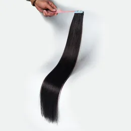 Tape In Muman Hair Extensions Osynlig Tape Remy Hair Extensions Cuticle Airted Natural Color 14 till 28 tum 20 Färg tillgänglig Partihandel
