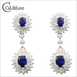 Dazzling Silver Sapphire Drop Earrings for Party VS Grade Natural Sapphire Drop Earrings Solid 925 Silver Sapphire Jewelry