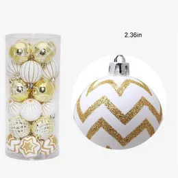 Wholesale-24pcs /ロットクリスマスツリーの装飾ボール安物のぶら下げクリスマスパーティーの飾りの飾りの飾りの装飾6cm