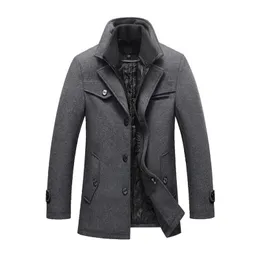 2019 Drop shipping New Winter Wool Coat Slim Fit Jackets Mens Casual Warm Outerwear Jacket and coat Men Pea Size M-4XL