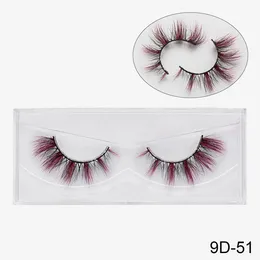 Neue Farbe 3D Luxus Nerz Wimpern natürliche lange individuelle dicke flauschige bunte falsche Wimpern Make-up Verlängerungswerkzeuge 9D51-9D69