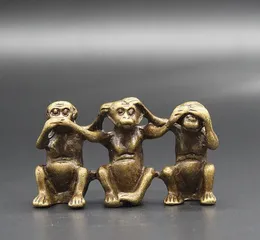 Wholesale brass three conjoined monkeys can't read or listen to monkeys classical home tea pet study paperweight ornaments