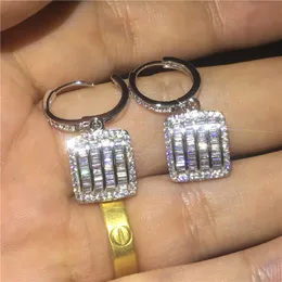 Pendientes colgantes clásicos de Vecalon, pendientes de gota de plata de ley 925 con diamantes para fiesta y boda para mujer, regalo de joyería nupcial