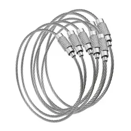 100pcs edc wire utomhus nyckel rostfritt stål nyckelring nyckelring ringlås gadget cirkel rep kabel loop tagg skruv läger bagage