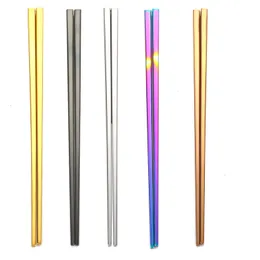 304 Pałeczki ze stali nierdzewnej Pluszczowe Platerowanie Kolorowe Chopsticks Kwadratowe Dobrej Jakości Złota Rainbow Black Chopsticks Hurtownie