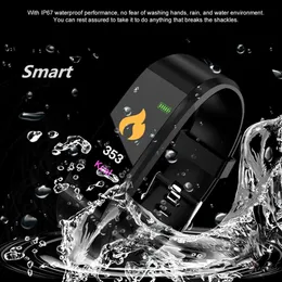 115 artı Bluetooth Akıllı saat kalp hızı spor Izci kan basıncı kol saati su geçirmez spor Akıllı bilezik için Android iPhone