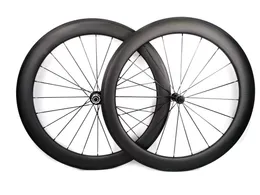 Бесплатная доставка 700C дорожный велосипед углеродистый колес 60 мм глубина 25 мм ширина клишек углеродные колеса с Powerway R13 Hubs 3K матовая отделка