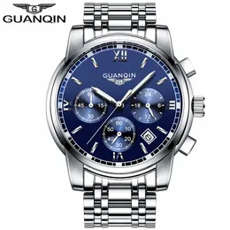 relogio masculino GUANQIN Mens Watches Top Brand Luxury Fashion Business Quartz Watch Men Sport Full Steel Waterproof Wristwatch