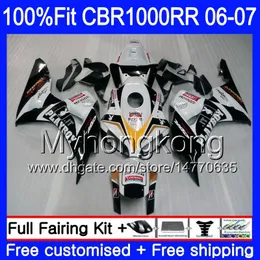 注射ホワイトブラックストックボディ+タンク用Honda CBR 1000 RR CBR 1000RR 06-07 276HM.9 CBR1000RR 06 07 CBR1000RR 2006 2007 OEM Fairingsキット