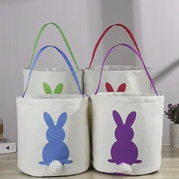 Osterhasen-Taschen, Kaninchen-Ostern-Einkaufstasche, Leinen-Osterschwanz-Eimer, Geschenkkorb-Taschen für Kinder