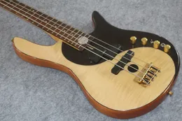 Nowy Yin Yang Natural 4 String Electric Bass Guitar Cierzy Ciała EMG Pickups Gold Hardware Schemat Wszechświata Chiny Made Siganture Bass