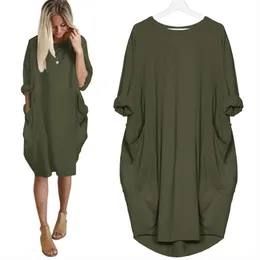 Maternity Women Casual Loose Cotton Dress With Pocket Ladies O Neck Long Tops Female T Shirt Streetwear Plus Size 5XL Vestidos