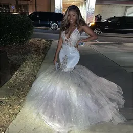Blaskly Mermaid Sukienki na bal maturalne 2022 seksowne V szyi koronkowe koronkowe sukienki wieczorowe sukienki na imprezę w rozmiarze rozmiar