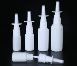 50PCS / parti 10ml 15ml 30ml 50ml vit tom plast nässprayflaskor pumpsprayer dimma näsa sprayfyllningsbar flaska