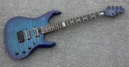 Gratis frakt JP6 Ernie Ball JPX John Petrucci Lake Blue Quilted Maple Top Electric Guitar Svart hårdvara, Tremolo Bridge
