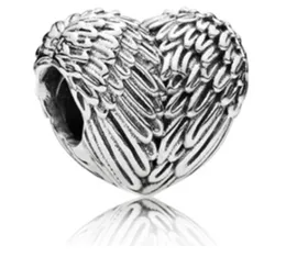 Fit Pandora Charm Bilezik Avrupa Gümüş Boncuk Charms Kalp Tüy Kanat Boncuk Kadınlar Için DIY Yılan Zincir Aşk Bileklik Kolye Takı