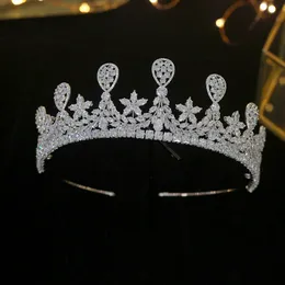 Высокое качество кристалл кубического циркония свадебная тиара роскошная корона тиара женские танцевальные вечерние аксессуары для волос3159