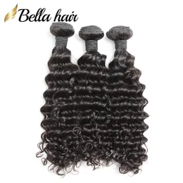 Bundle di capelli vergini intreccia estensioni brasiliane onde profonde estensioni di qualità per capelli umani Bellahair