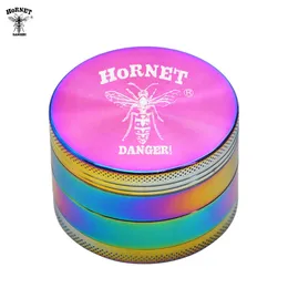 Hornet Rainbow Color Stop Cynkowy Tytoń Kruszarka Szlifierka 63mm 4 Warstwy Metal Magnetyczny Palenie Szlifierki Ręcznie Muller Crusher