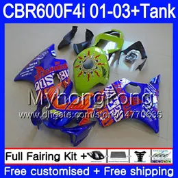 Body +Tank For HONDA CBR 600 F4i CBR 600F4i CBR600FS 600 FS 286HM.0 CBR600F4i 01 02 03 CBR600 F4i 2001 2002 2003 Fairings Repsol Blue green