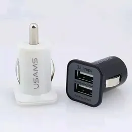 iPhone Samsung HTC için USAMS 3.1A Araç Şarj Çift Bağlantı USB Şarj Adaper 5V 3100mAh