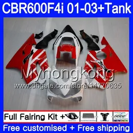 Corpo + Tanque Para HONDA CBR 600 F4i CBR 600F4i CBR600FS 600 FS 286HM.11 CBR600F4i 01 02 03 Estoque vermelho branco CBR600 F4i 2001 2002 2003 Carenagens