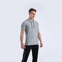 Designer-Cool Produkt Hooded, Kortärmad, Snabbtorkning och Andningsbar Fitness Skjorta för män Running Training och Sports Rekreation