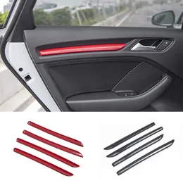 Carbon Fiber Color Interior Door Panel Decorative Cover Trims 4pcs For Audi A3 8V 2014-2019 Car Styling Modified Decals278s