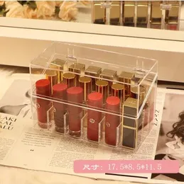 Multi Functional Lipstick Storage Smyckeskrin med lock, dammsäker glas, bärbar läppglasyrkosmetisk förvaringslåda Display Rack D101