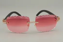 2021 роскошные солнцезащитные очки натуральные черные гравировки древесины прямые индивидуальные продажи 56-18-135 мм солнцезащитные очки, размер: х линза 8300756-B Diamond OJPS