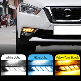 2pcs Para Nissan Kicks 2017 2018 impermeável virada amarelo Signal carro relé denominar LED 12V DRL Daytime Running luz de nevoeiro Luzes Daylight