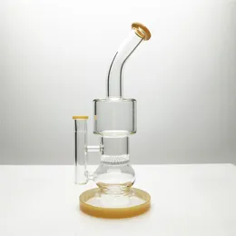 10,5 -Zoll -Höhe Glas Bong Raucherrohre Recycler Öl Rig Shishs Gelbe unten Farbe Bong Globale Entbindung
