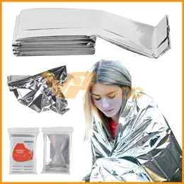 210 * 130cm Utomhus Sport Klättrare Livsbesparande Militär Emergency Blanket Vattentät Survival Rescue Isolering Gardin Blanket Silver