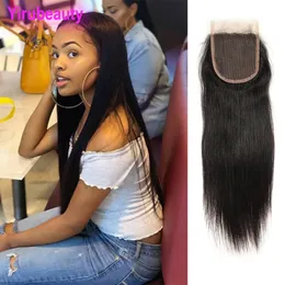 Malaysiska Virgin Hair 4x4 Lace Closure Straight Natural Color 100% Human Hair Top Stänger Gratis Del