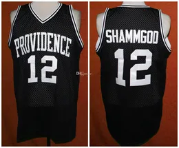 # 12 God Shammgod Providence Branco Preto Retro Clássico College Basketball Jersey Mens Ed Personalizado Número e Nome Jerseys
