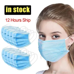 US Stock Disposable Mask 3-Layer Protective Face Mask Anti PM2.5 Vuxen andningsbar ansiktsdammmaskfartyg i 24 timmar