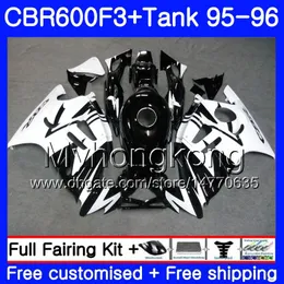 Bodys white glossy black+Tank For HONDA CBR 600 F3 FS CBR600FS CBR600 F3 95 96 289HM.28 CBR600RR CBR600F3 95 96 CBR 600F3 1995 1996 Fairing