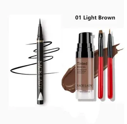 Black Long Lasting Eye Liner Pencil Waterproof Eyeliner Henna Eyebrow Gel Tint Makeup Brush Set Make Up Paint Cosmetic