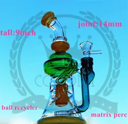 Oil Rigs Dab Hookah Purple Recycler Rig Glass Bong Water Pipe With Bowl Heady Bongs