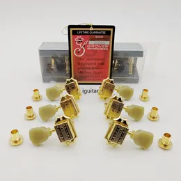 Rzadki styl jadecie retro złoto Grover Deluxe Guitar Machine Guitar Tuning Peg Tunery Deluxe Vintage Tulip Gold For LP Guitar 3R+3L